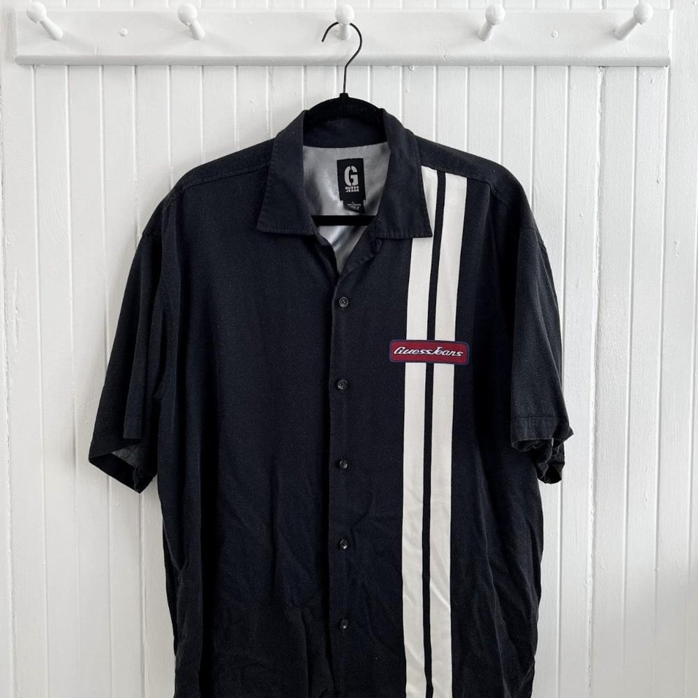 Vintage Guess Jeans Bowling Button Down Shirt Size Large
